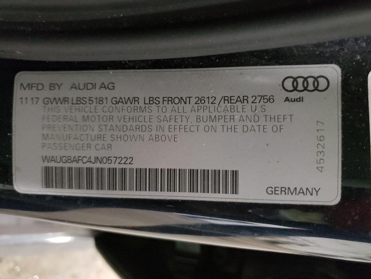 Photo 10 from auction – 2018 AUDI A6 with VIN WAUG8AFC4JN057222