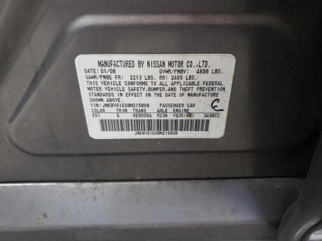 Photo 10 from auction – 2008 INFINITI G35 with VIN JNKBV61E08M215808