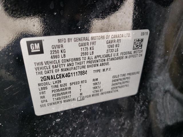 Photo 10 from auction – 2016 CHEVROLET EQUINOX LT with VIN 2GNALCEK4G1117884