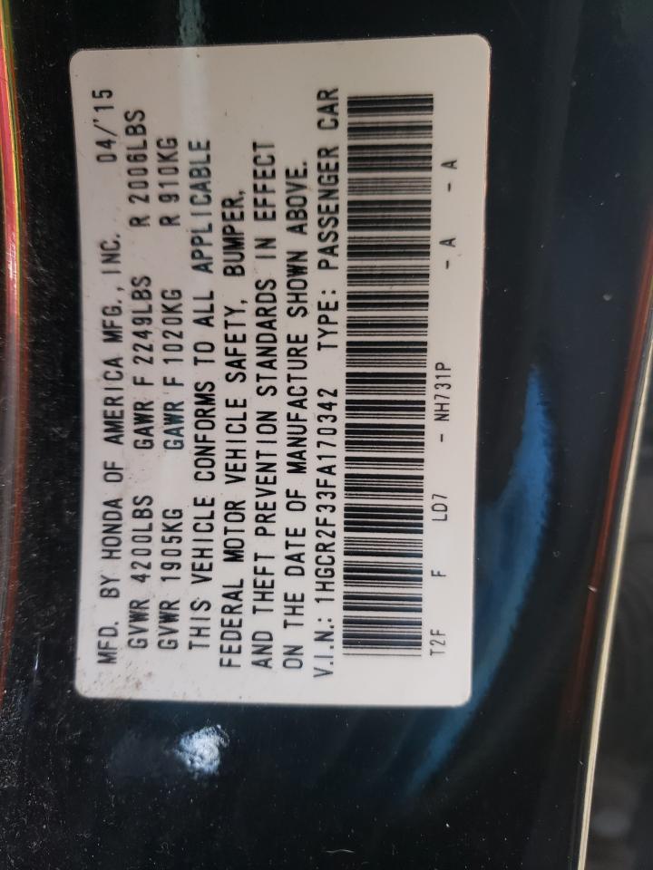 Photo 10 from auction – 2015 HONDA ACCORD LX with VIN 1HGCR2F33FA170342