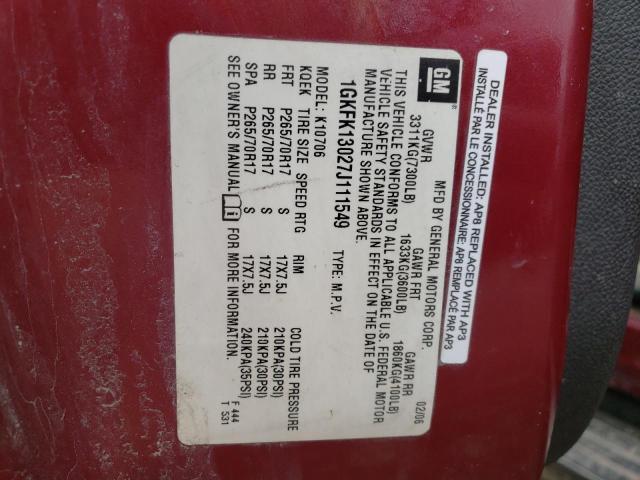 Photo 10 from auction – 2007 GMC YUKON with VIN 1GKFK13027J111549
