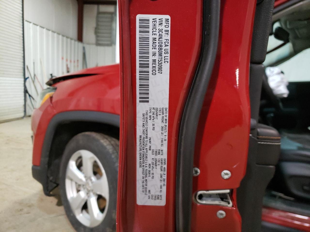 Photo 10 from auction – 2021 JEEP COMPASS LA with VIN 3C4NJDBB0MT530907