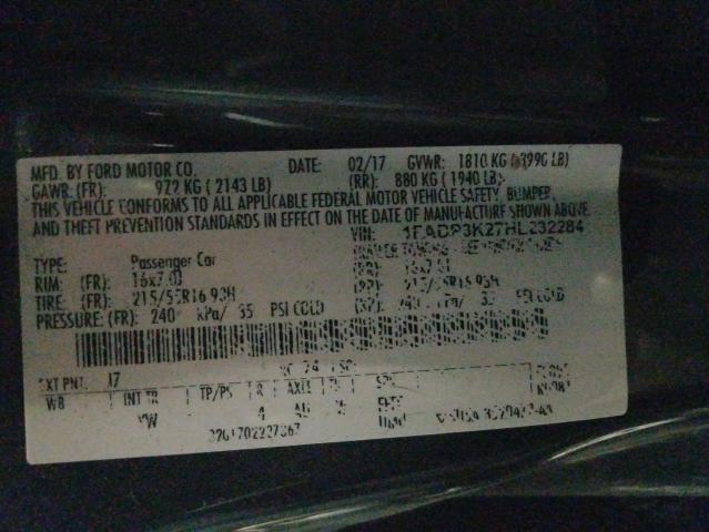 Photo 10 from auction – 2017 FORD FOCUS SE with VIN 1FADP3K27HL232284