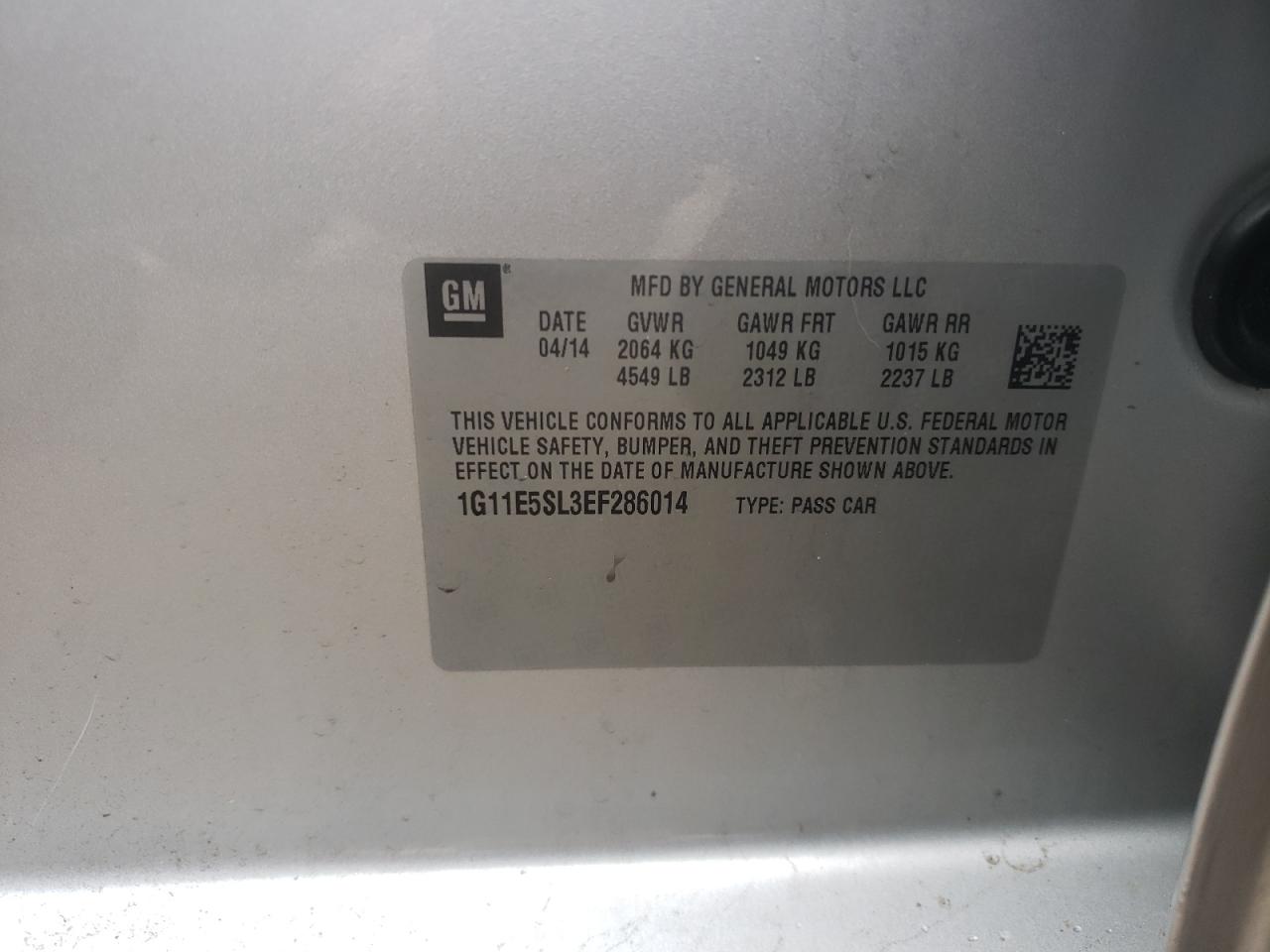 Photo 10 from auction – 2014 CHEVROLET MALIBU 2LT with VIN 1G11E5SL3EF286014