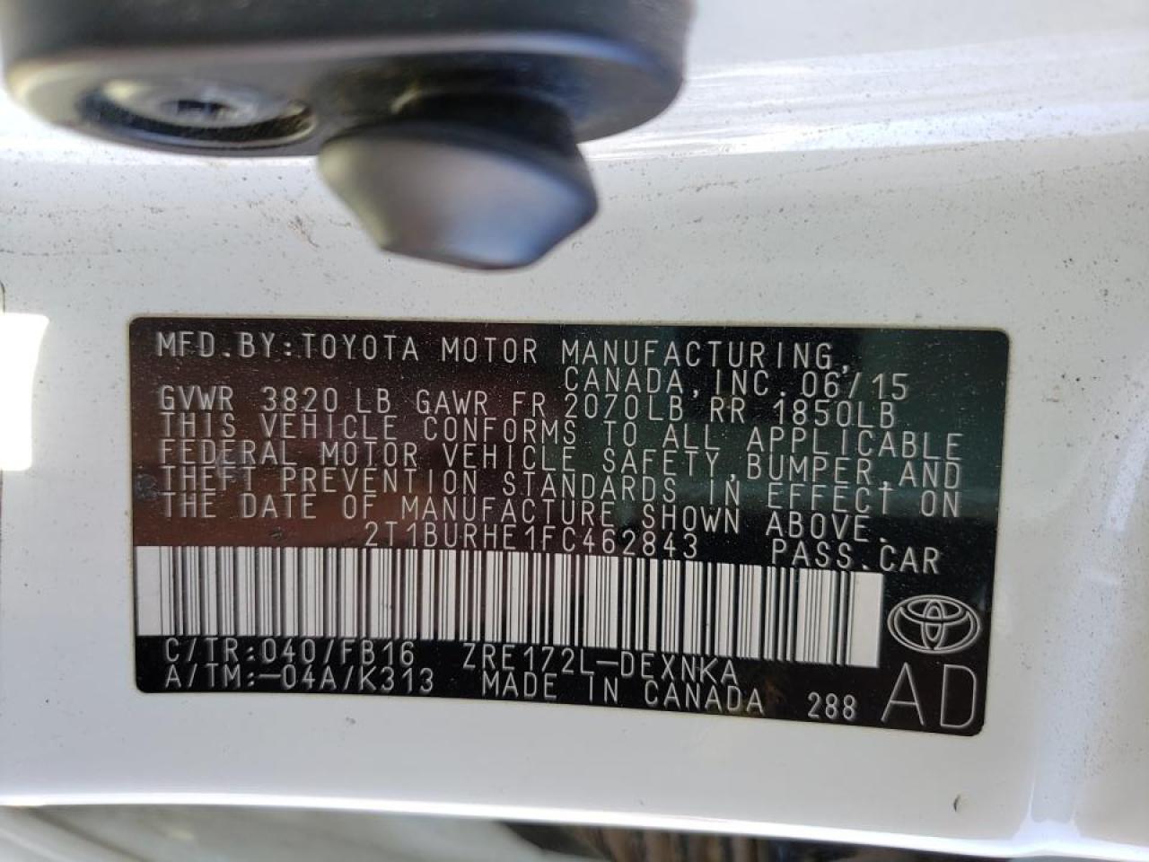 Photo 10 from auction – 2015 TOYOTA COROLLA L with VIN 2T1BURHE1FC462843