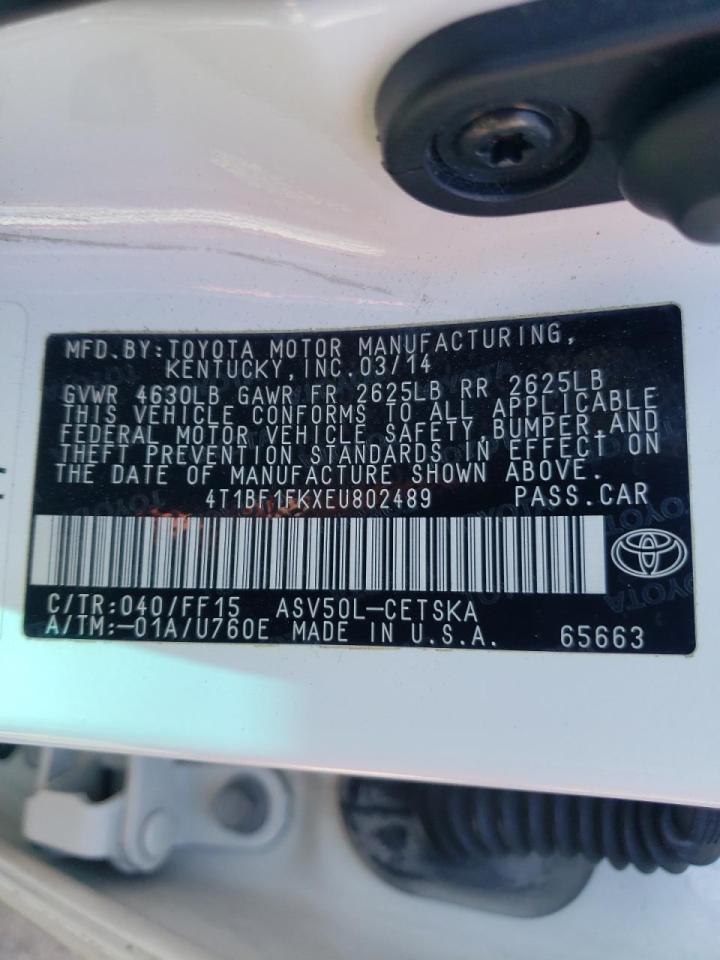 صورة رقم 10 من المزاد - 2014 TOYOTA CAMRY L مع VIN 4T1BF1FKXEU802489