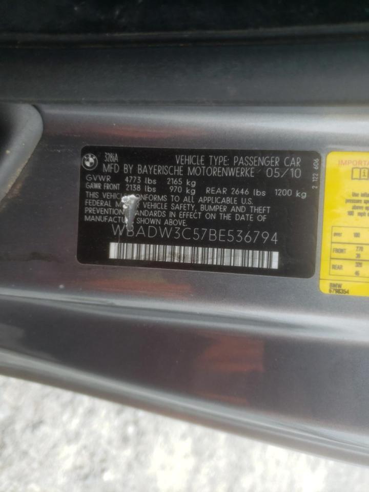 Photo 10 from auction – 2011 BMW 328 I with VIN WBADW3C57BE536794