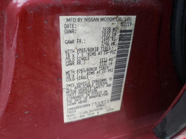 Photo 10 from auction – 2019 NISSAN FRONTIER S with VIN 1N6AD0EV0KN751972