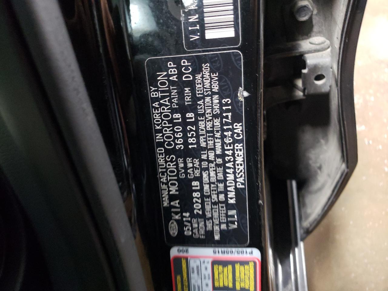 Photo 10 from auction – 2014 KIA RIO LX with VIN KNADM4A34E6417113