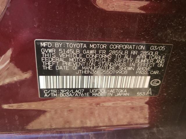 Photo 10 from auction – 2005 LEXUS LS 430 with VIN JTHBN36F255019908