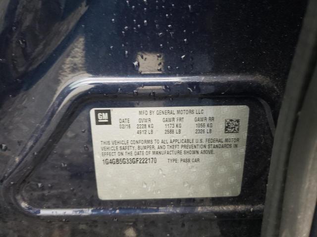 Photo 10 from auction – 2016 BUICK LACROSSE with VIN 1G4GB5G33GF222170