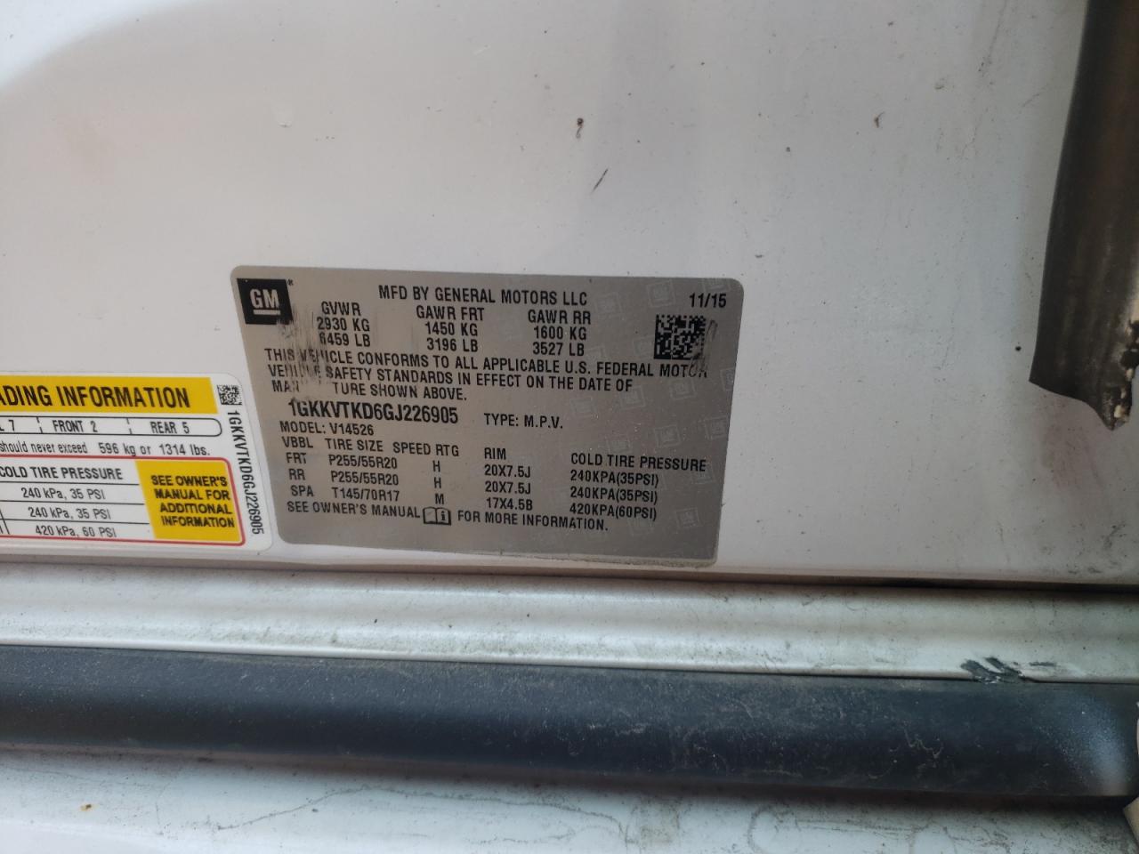 Photo 10 from auction – 2016 GMC ACADIA DEN with VIN 1GKKVTKD6GJ226905