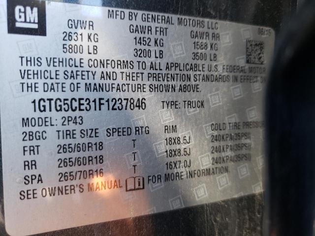 Photo 10 from auction – 2015 GMC CANYON SLT with VIN 1GTG5CE31F1237846