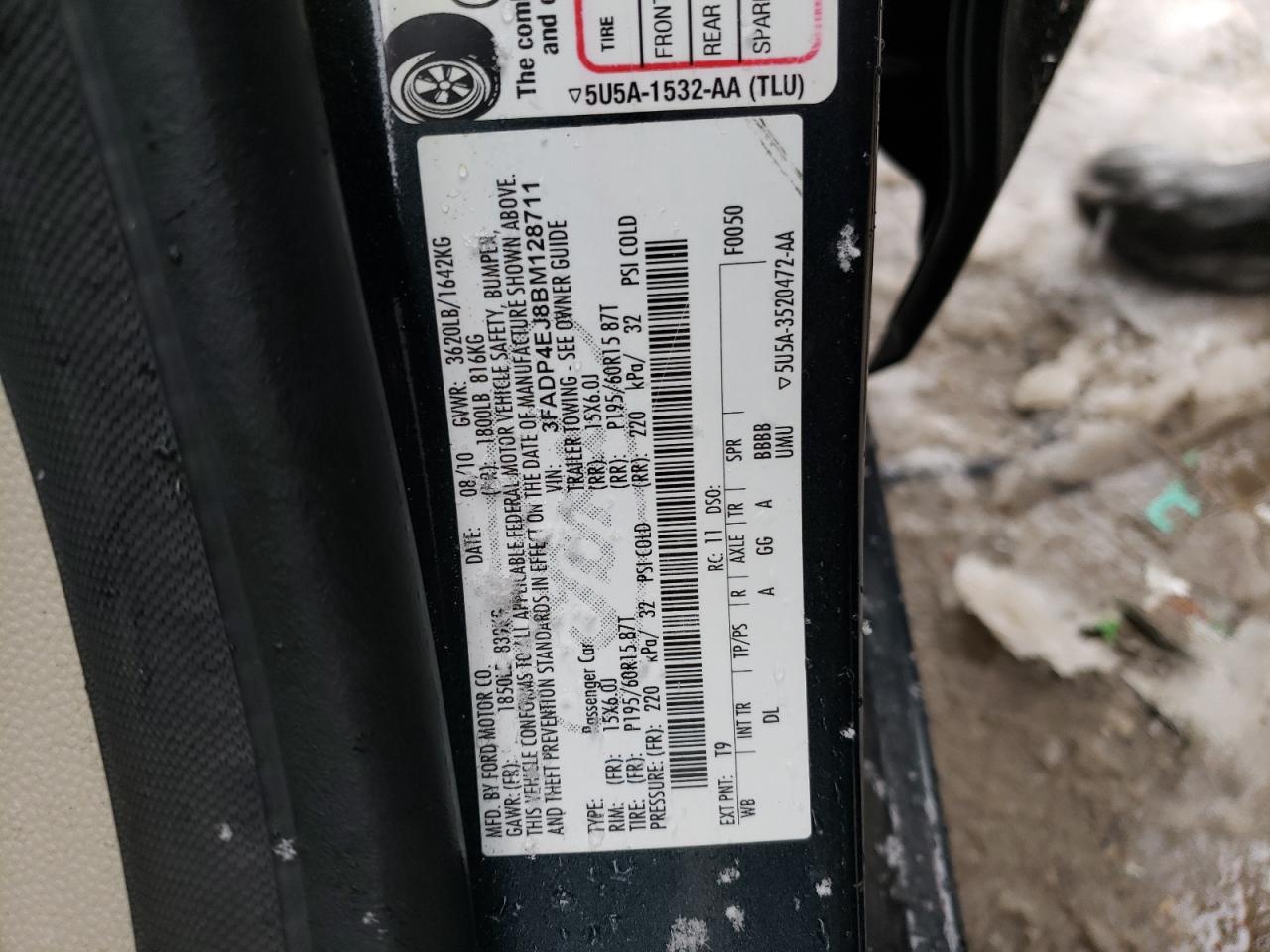 Zdjęcie 10 z aukcji – 2011 FORD FIESTA SE z VIN 3FADP4EJ8BM128711