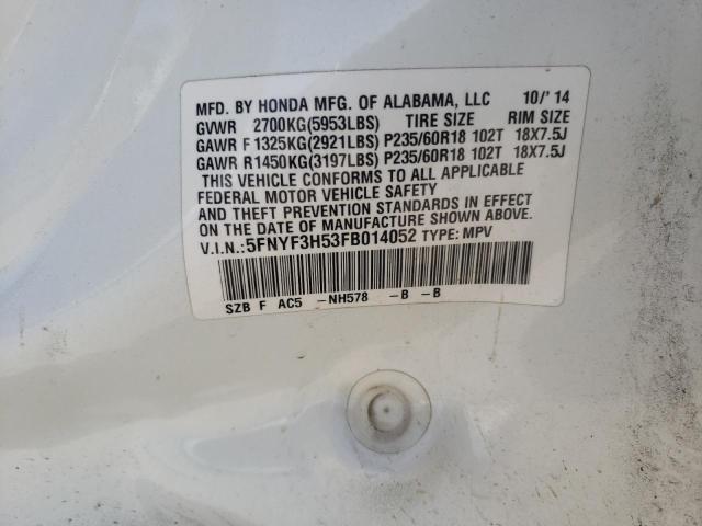 Фото 10 с аукциона – 2015 HONDA PILOT EXL с VIN 5FNYF3H53FB014052