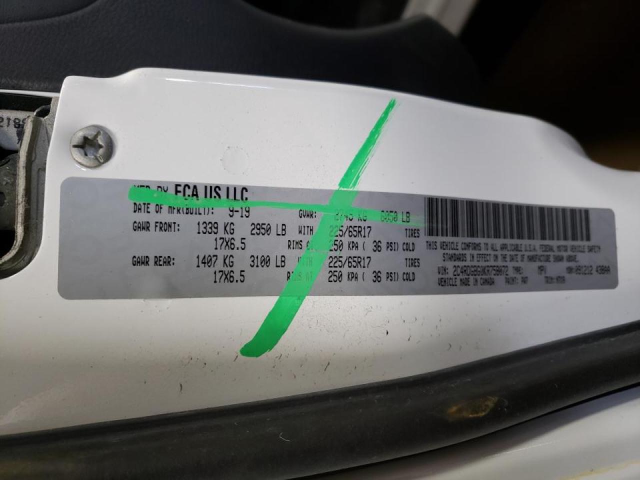 Photo 10 from auction – 2019 DODGE GRAND CARA with VIN 2C4RDGBG0KR758072