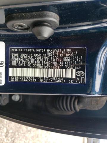 Photo 10 from auction – 2019 TOYOTA COROLLA L with VIN 2T1BURHE5KC214878
