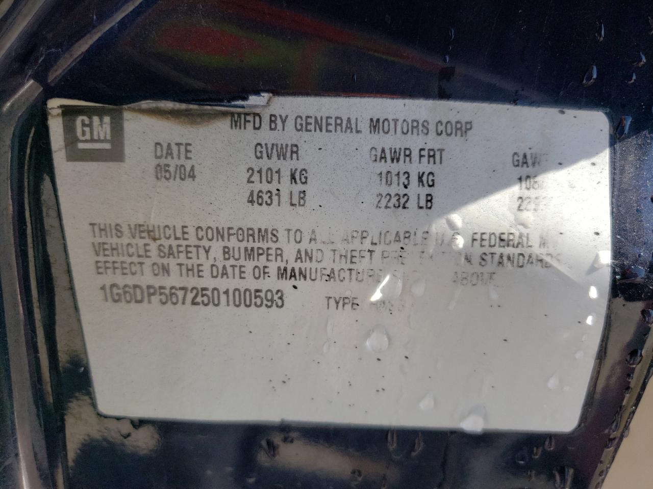 Photo 10 from auction – 2005 CADILLAC CTS HI FEA with VIN 1G6DP567250100593