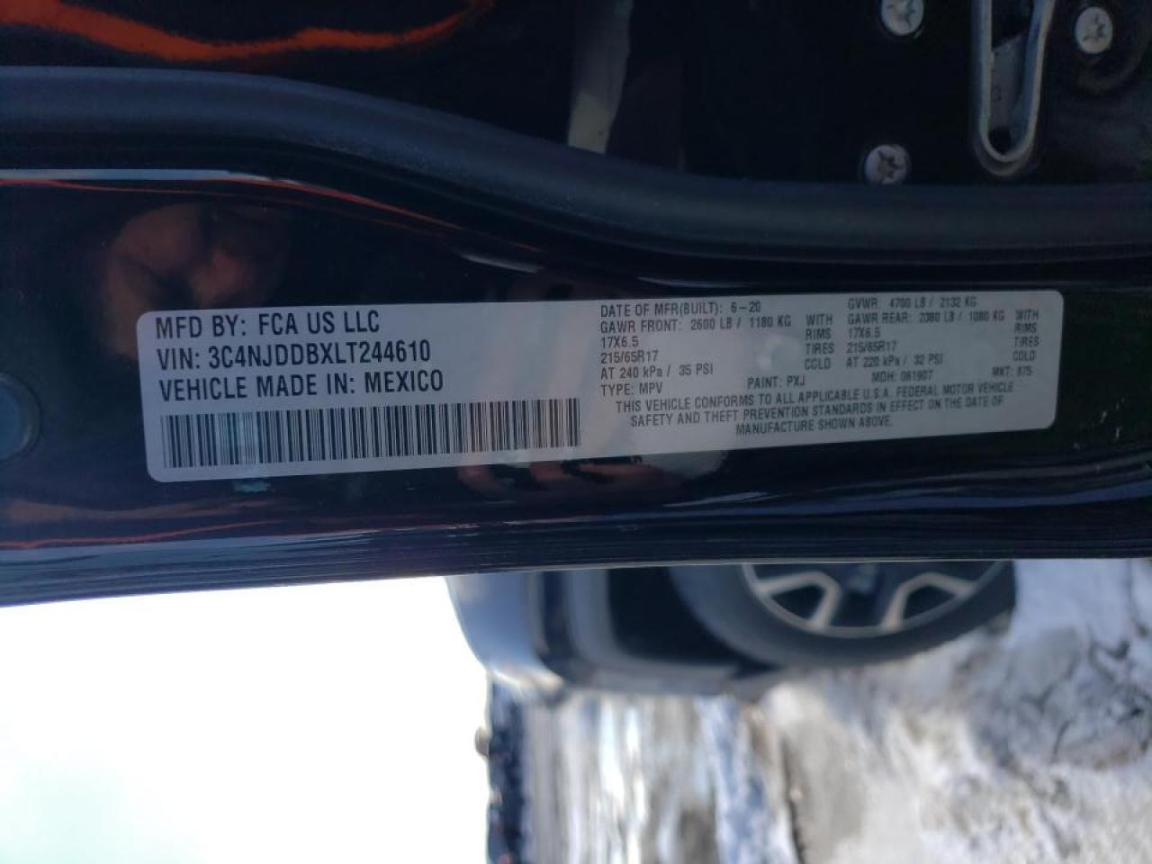 Photo 10 from auction – 2020 JEEP COMPASS TR with VIN 3C4NJDDBXLT244610