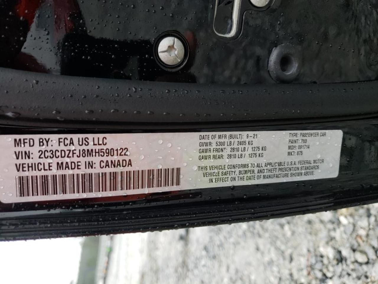 Photo 10 from auction – 2021 DODGE CHALLENGER with VIN 2C3CDZFJ8MH590122