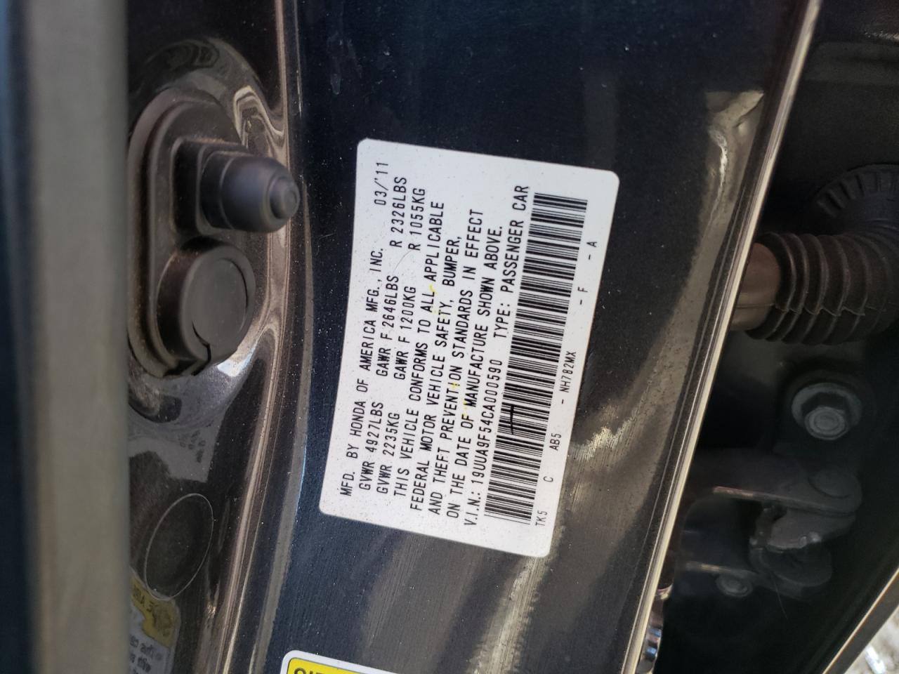 Photo 10 from auction – 2012 ACURA TL with VIN 19UUA9F54CA000590