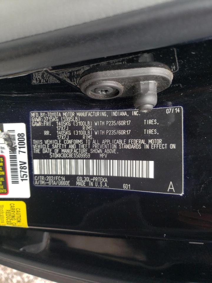 Photo 10 from auction – 2014 TOYOTA SIENNA LE with VIN 5TDKK3DC8ES509959