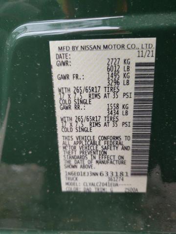 Photo 10 from auction – 2022 NISSAN FRONTIER S with VIN 1N6ED1EJ3NN633181