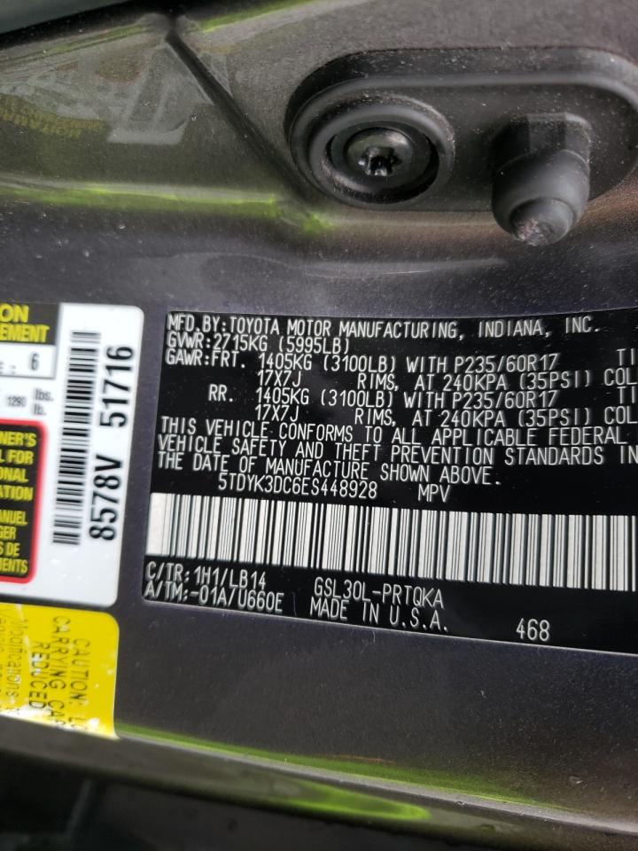 Photo 10 from auction – 2014 TOYOTA SIENNA XLE with VIN 5TDYK3DC6ES448928