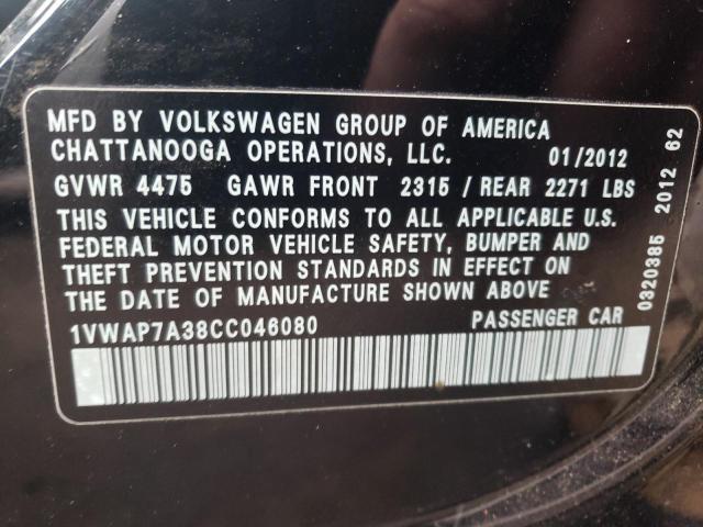 Photo 10 from auction – 2012 VOLKSWAGEN PASSAT with VIN 1VWAP7A38CC046080