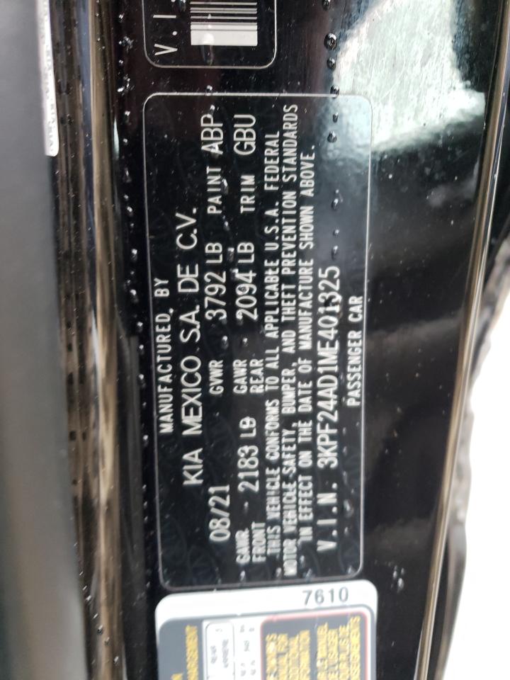 Photo 10 from auction – 2021 KIA FORTE FE with VIN 3KPF24AD1ME401325