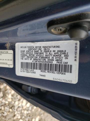 Photo 10 from auction – 2002 TOYOTA CAMRY with VIN 4T1BF30K42U502849