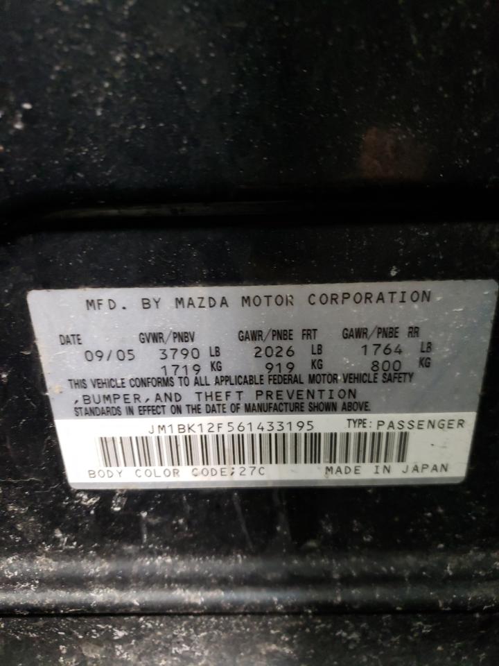 Photo 10 from auction – 2006 MAZDA 3 I with VIN JM1BK12F561433195