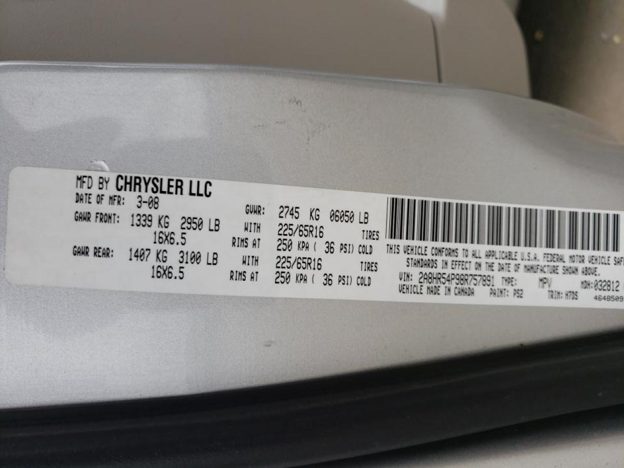 Photo 10 from auction – 2008 CHRYSLER TOWN & COU with VIN 2A8HR54P98R757891