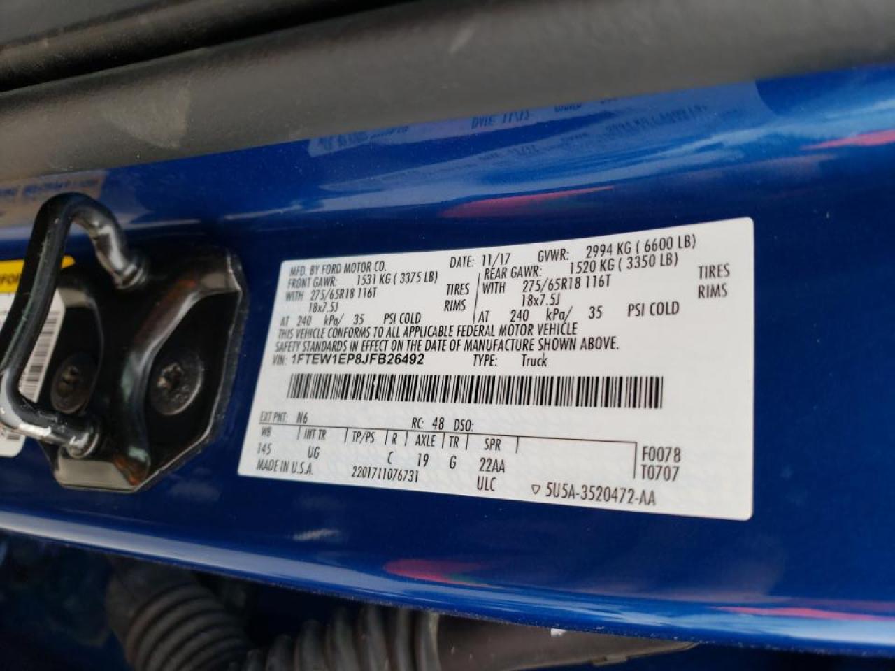 Photo 10 from auction – 2018 FORD F150 SUPER with VIN 1FTEW1EP8JFB26492