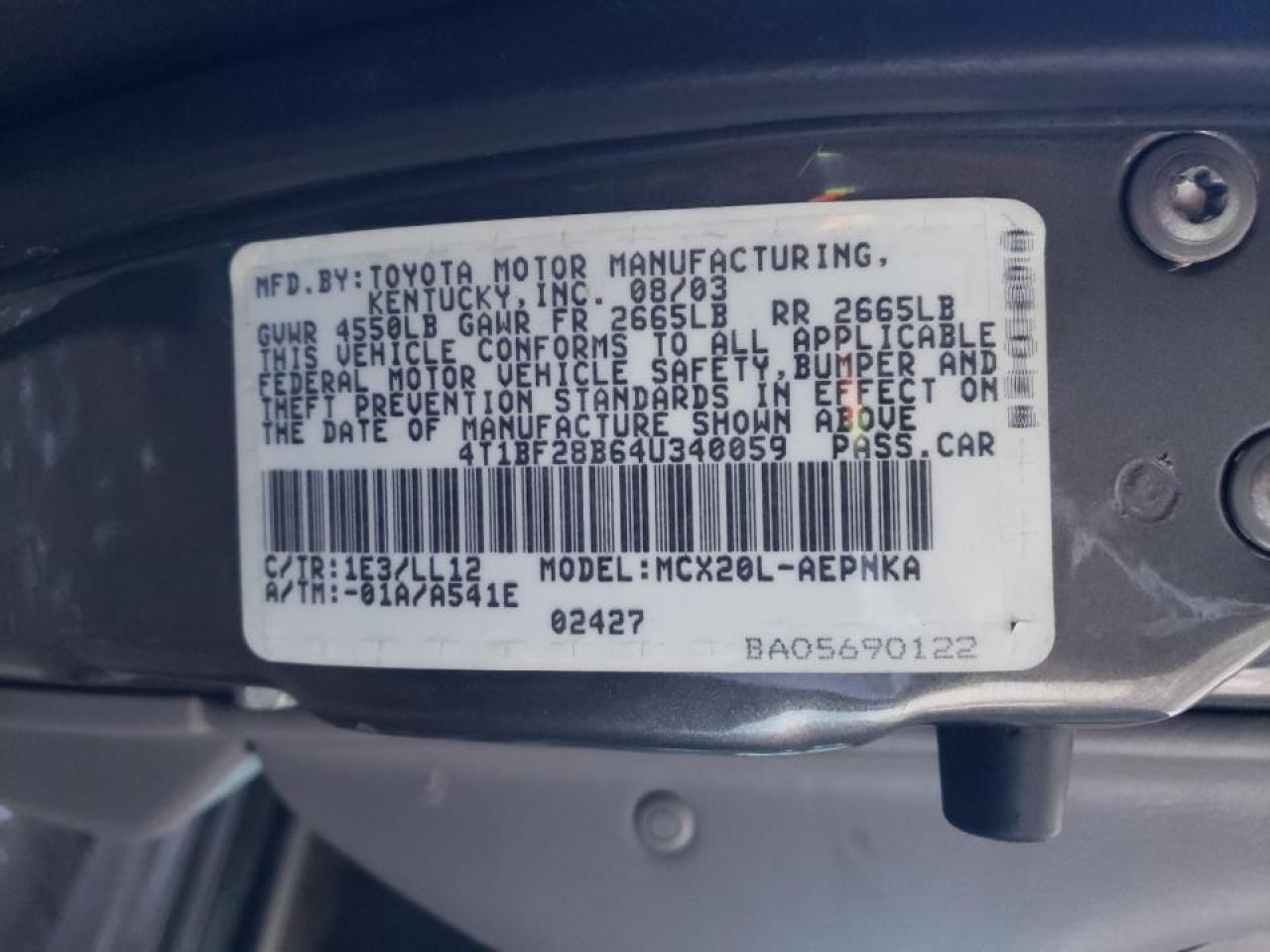 Photo 10 from auction – 2004 TOYOTA AVALON XL with VIN 4T1BF28B64U340059