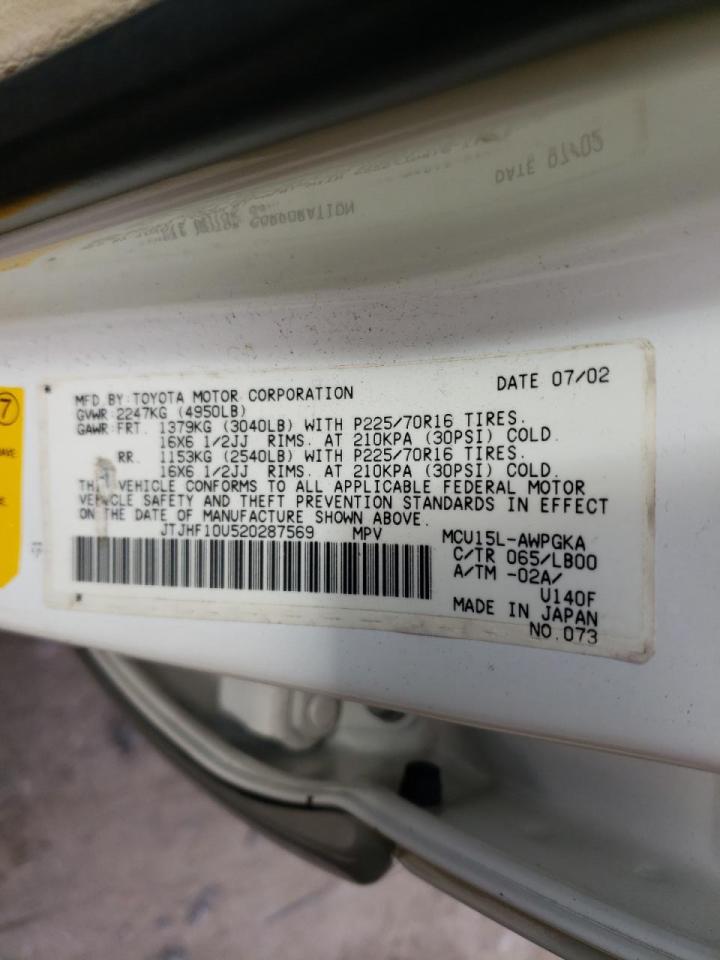 Photo 10 from auction – 2002 LEXUS RX 300 with VIN JTJHF10U520287569