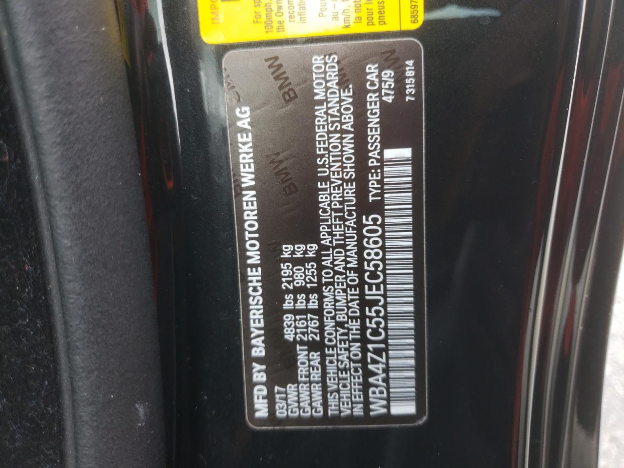Photo 10 from auction – 2018 BMW 430I with VIN WBA4Z1C55JEC58605