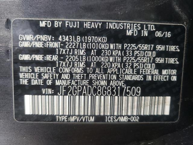 Photo 10 from auction – 2016 SUBARU CROSSTREK with VIN JF2GPADC8G8317509