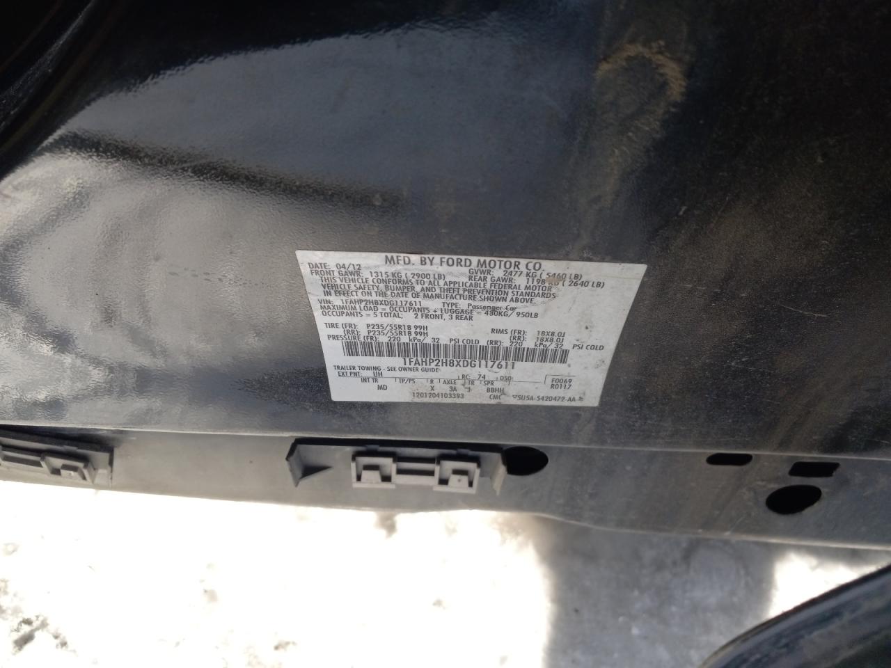 Photo 10 from auction – 2013 FORD TAURUS SEL with VIN 1FAHP2H8XDG117611