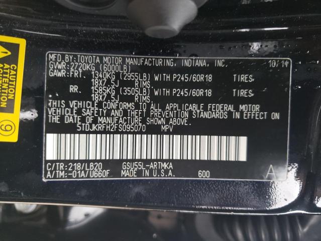 Photo 10 from auction – 2015 TOYOTA HIGHLANDER with VIN 5TDJKRFH2FS095070