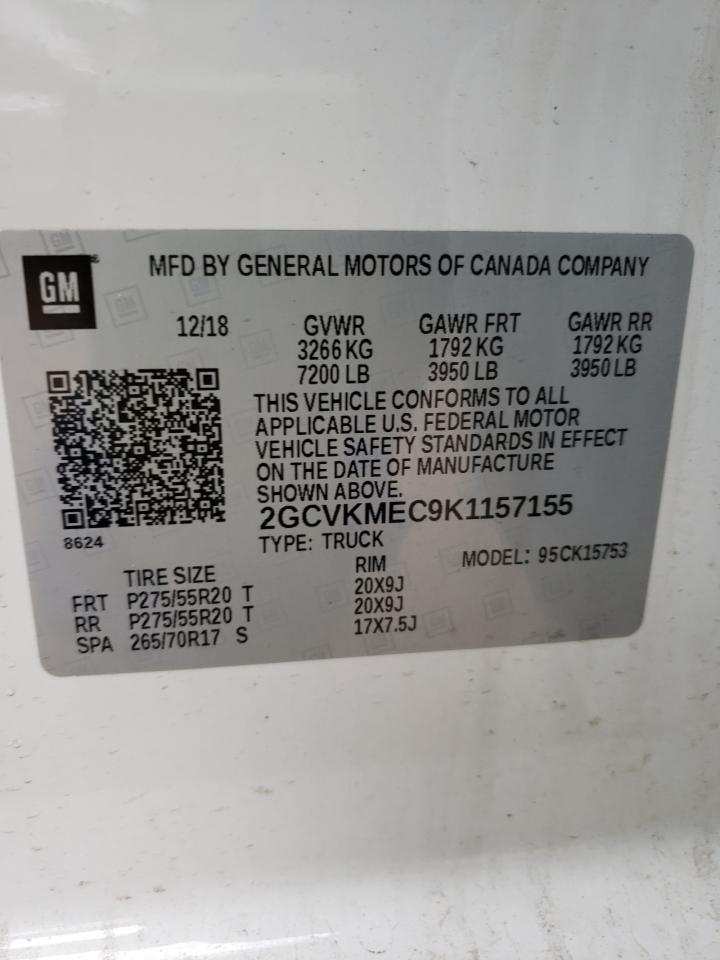 Photo 10 from auction – 2019 CHEVROLET SILVERADO with VIN 2GCVKMEC9K1157155