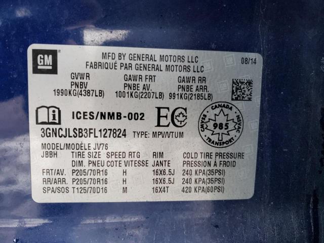 Photo 10 from auction – 2015 CHEVROLET TRAX 1LT with VIN 3GNCJLSB3FL127824