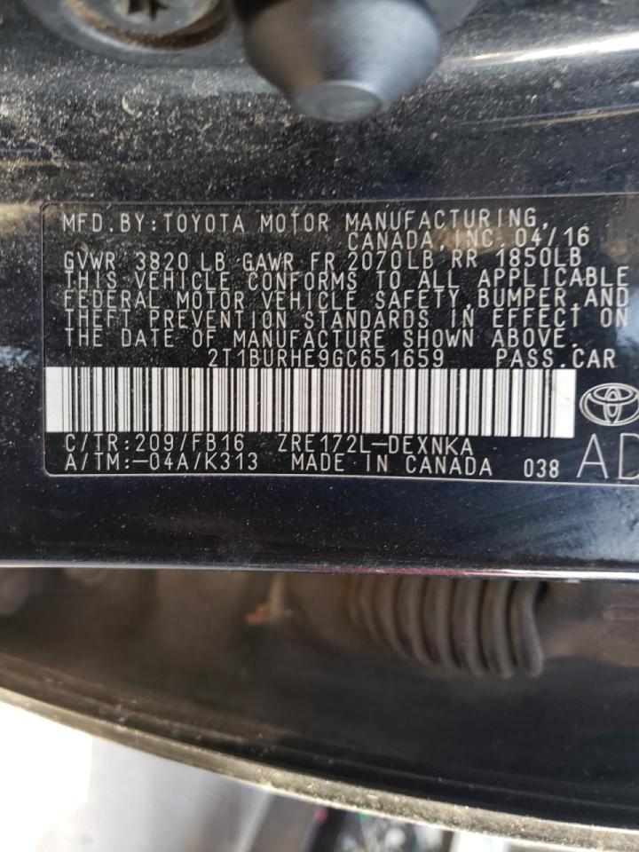 Photo 10 from auction – 2016 TOYOTA COROLLA L with VIN 2T1BURHE9GC651659
