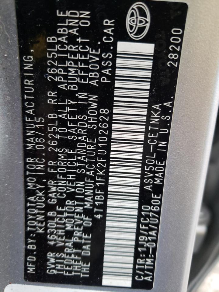 Photo 11 from auction – 2015 TOYOTA CAMRY LE with VIN 4T1BF1FK2FU102628