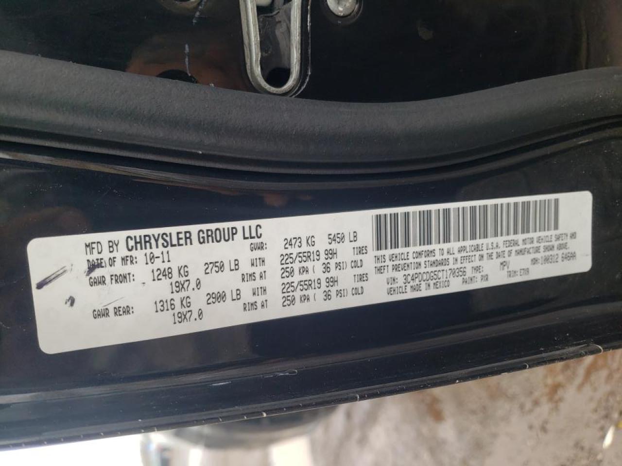 Photo 10 from auction – 2012 DODGE JOURNEY CR with VIN 3C4PDCDG5CT170356