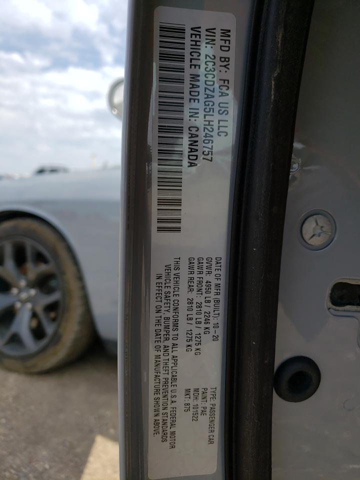 Photo 10 from auction – 2020 DODGE CHALLENGER with VIN 2C3CDZAG5LH246757