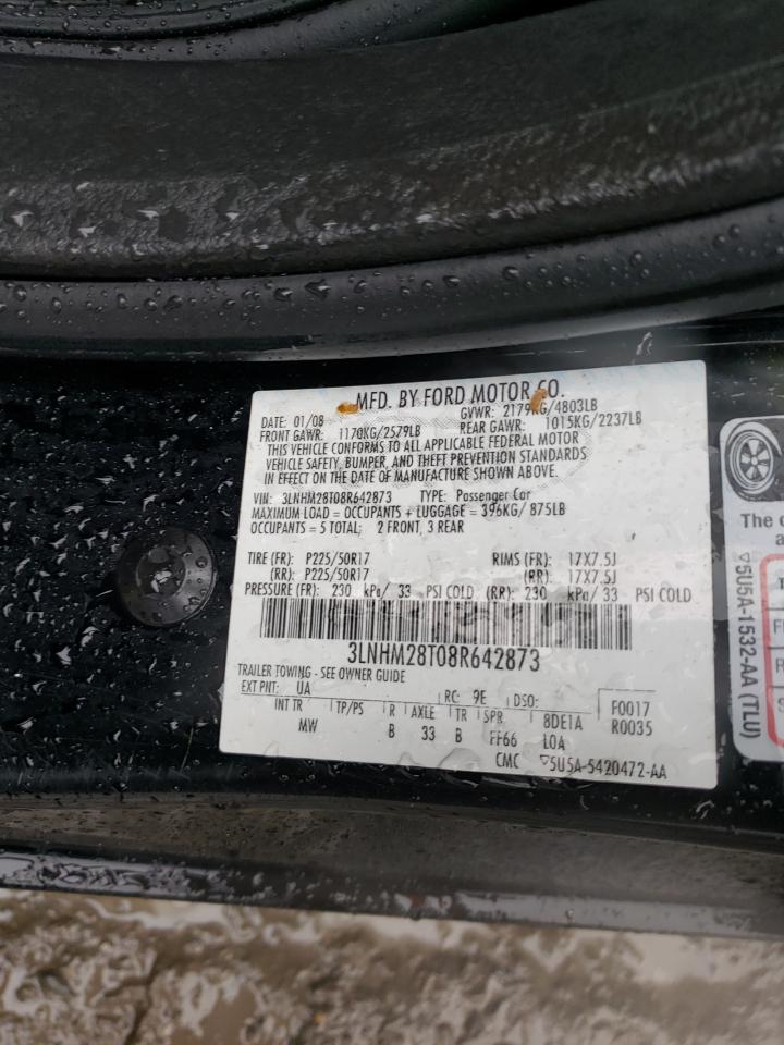 Photo 10 from auction – 2008 LINCOLN MKZ with VIN 3LNHM28T08R642873