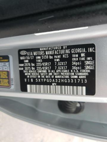 Photo 10 from auction – 2017 KIA SORENTO LX with VIN 5XYPGDA32HG331713