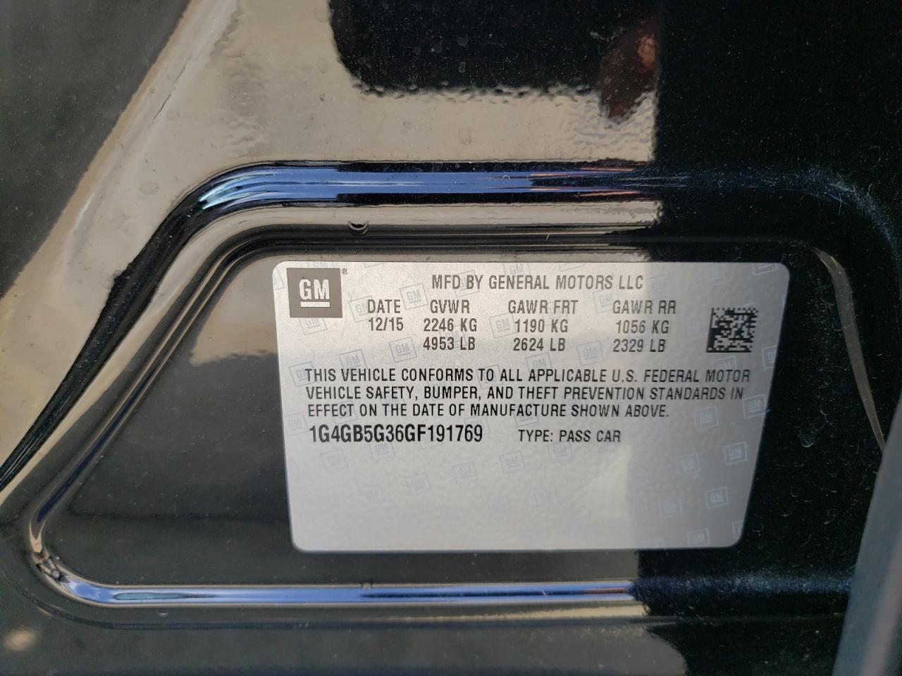 Photo 10 from auction – 2016 BUICK LACROSSE with VIN 1G4GB5G36GF191769