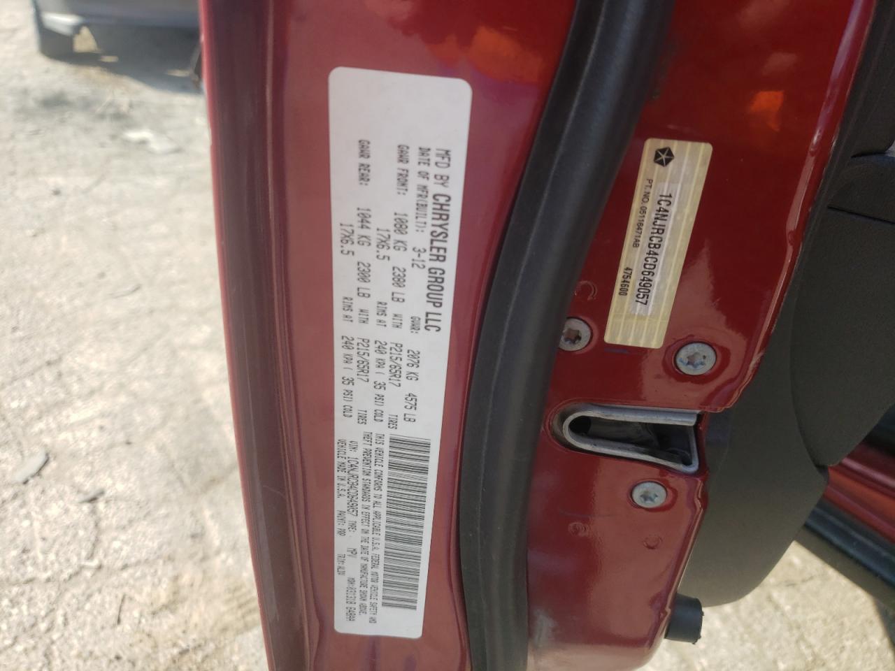 Photo 10 from auction – 2012 JEEP PATRIOT LI with VIN 1C4NJRCB4CD649057